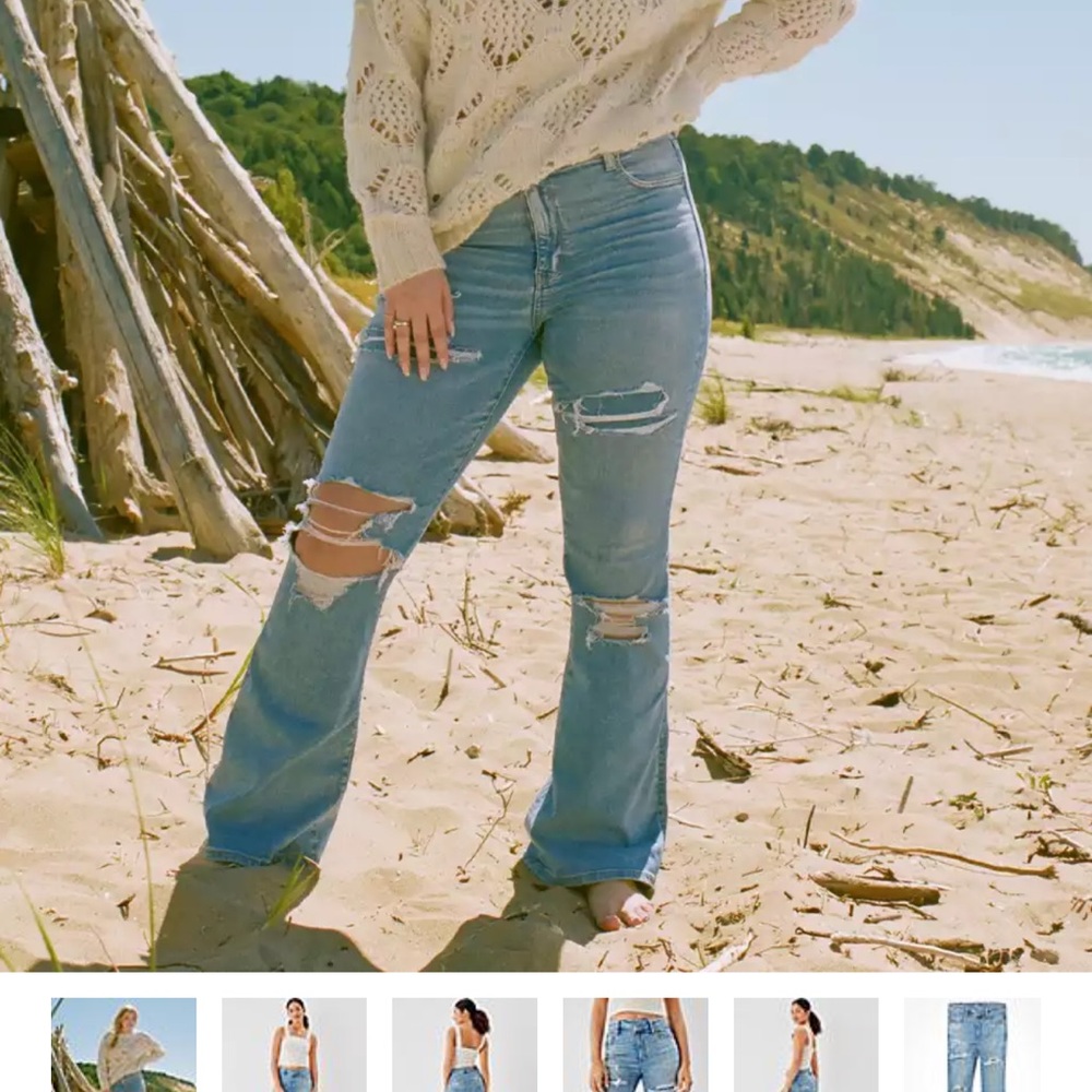 American Eagle size 8 Long flare leg denim bnwt